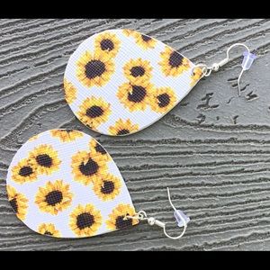 Sunflower faux leather earring